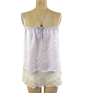 Coquette PINK VS Cami Floral Flowy Tie Front Preppy Pastel Dainty Size XXL